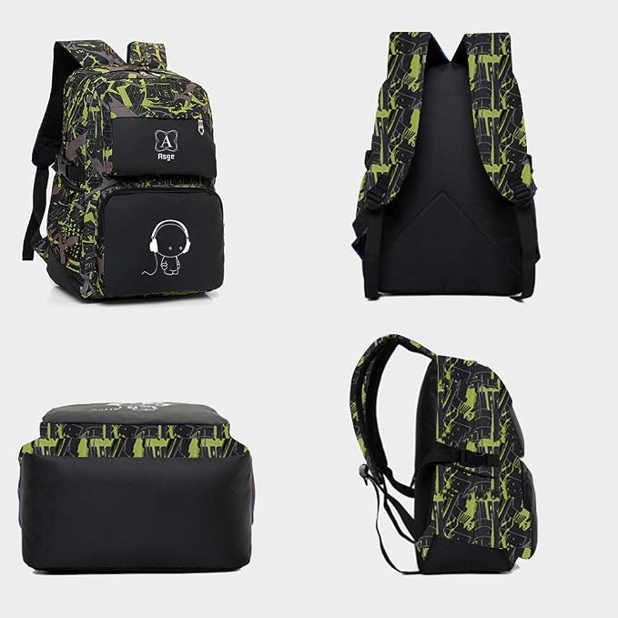Asge boys backpack for kids camo bookbag for middle school bags travel back pack (Green) - Image 5