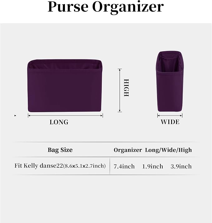 Women's Purse Organizer Insert - Satin & Lightweight Fabric with Inside Pockets, Portable for Commute, Travel, Shopping, and Evening, Multicolor Options, Fits for Kelly Danse(Anemone,Danse 22) - Image 5