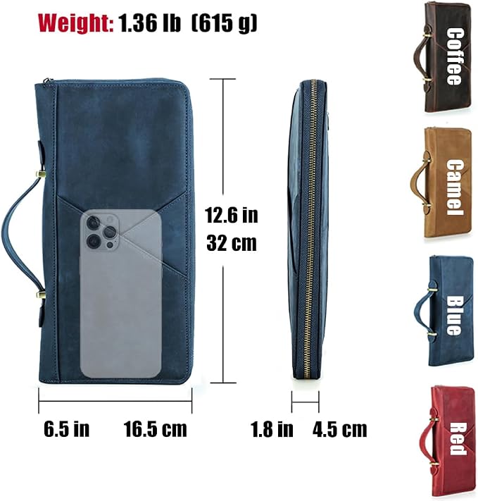 CONTACTS Family Passport Holder for 10 Full Grain Leather Passport Holder Compatible with Airtag for Family Travel Document Organizer Multiple Passport Wallet with Rfid Blocking (Blue) - Image 5