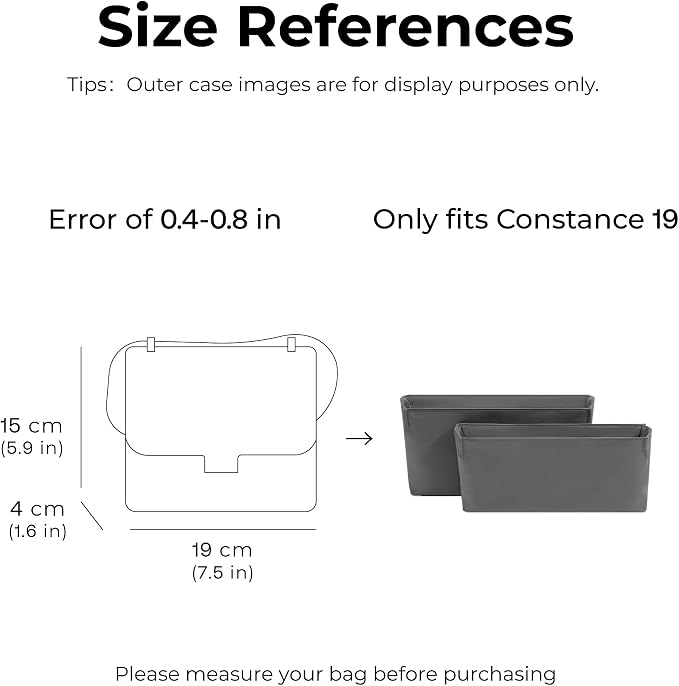 Purse Organizer Insert for HERMES Constance 19 Handbag,Custom Fit Inside Premium Slate Gray Lightweight WaterResistant Tote Bag Insert Accessories - Image 2