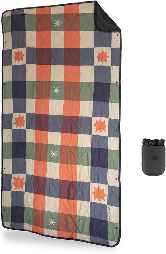 Gravel UltraPak™ Packable Puffy Camping Blanket – Lightweight Outdoor Blanket Waterproof for Camping, Hiking & Travel – Compact Puffy Blanket, Durable 20D Nylon, Easy Clean, Hands-Free Snap, Plaid by Gravel