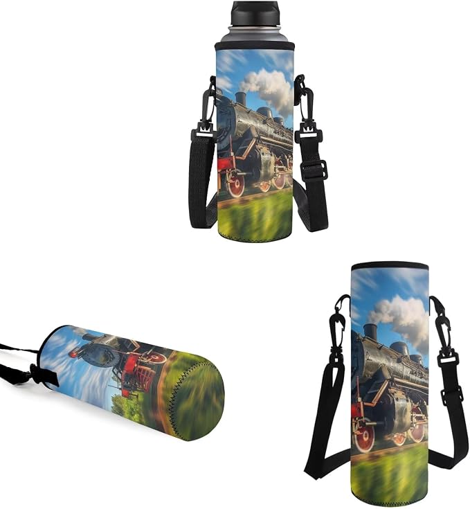 School Backpack Set Include Insulated Lunch Bag and Pencil Box and Water Bottle Bag, Train Print 4 Pcs School Bookbag Outdoor Travel Bags Casual Daypack for Teens Kids - Image 5