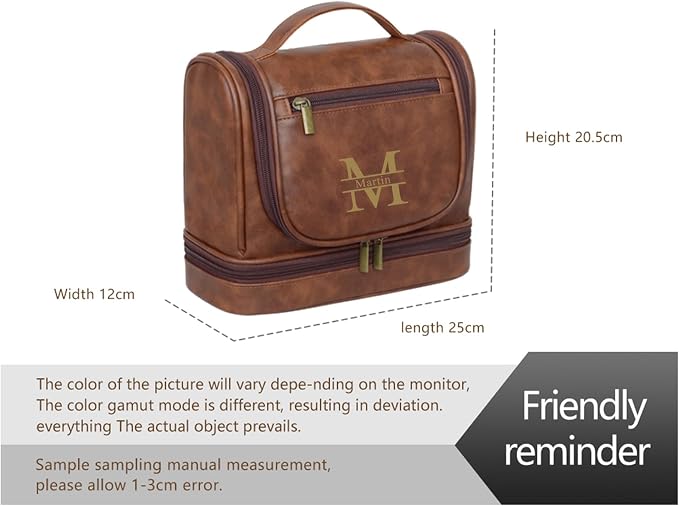 Personalized Toiletry Bag Leather Shaving Dopp Kit Bag for Men Hanging Makeup Bag Hanging Cosmetic Organizer Kit - Image 2