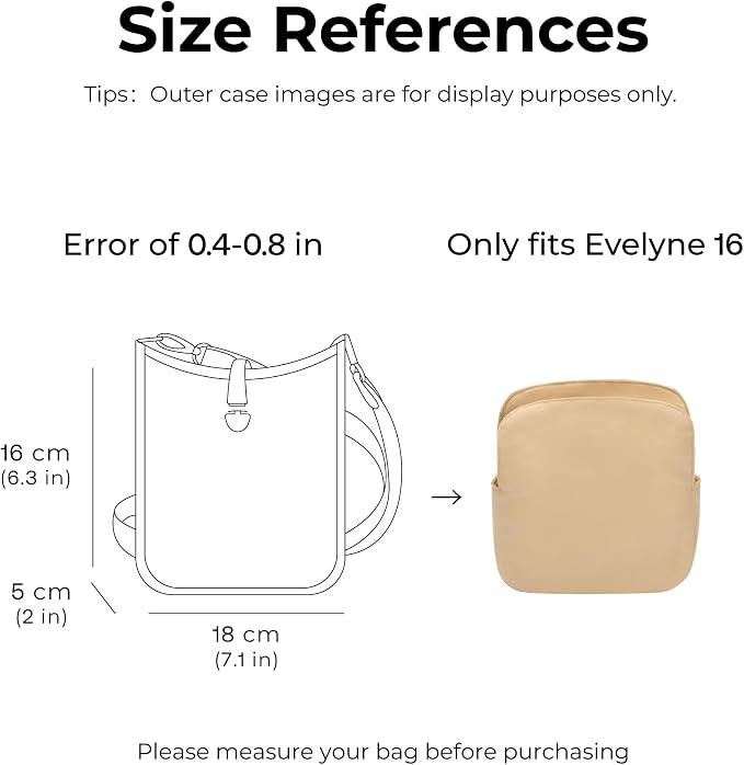 Tote Bag Organizer Insert for HERMES Evelyne 16 Handbag,Custom Fit Inside Premium Vanile Lightweight WaterResistant Purse Insert - Image 2