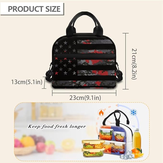 American Flag Boys School Bags 10-12 Years Old Camouflage Kid Backpack Set for School Middle School Kids Bookbag with Lunch Tote Bag and Pencil Bag, 3Pcs - Image 5