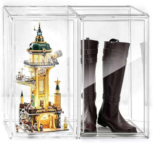 23.6'' Tall Boot & Shoe Boxes, Clear Dustproof Acrylic Display Case | 13.8'' x 12.2'' x 23.6'' tall display case for boots, upright handbags, dolls, figures and display storage,1 Pack by EDSFAM