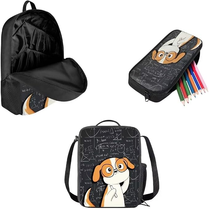 Mumeson Cool Cartoon Dog Backpack for Kids Boys Kids Rucksack Lightweight School Bags Large Bookbags Soft Backing Daypack Insulated Lunch Tote Bag Pencil Case Pouch Storage - Image 2