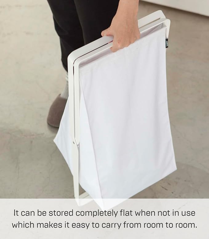 Yamazaki Home Laundry Basket - Foldable Storage Hamper Organizer Steel One Size White - Image 5