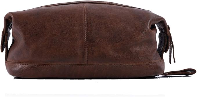 KomalC Premium Unisex Vintage Vanity Dopp Kit - Travel Toiletry Bag Shaving for Men and Women (Brown) by KomalC