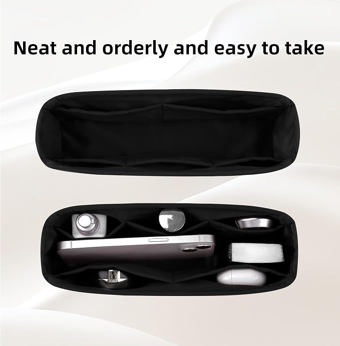DGAZ Silk Purse Organizer Insert For Lady-Dior Micro/Mini/S/M/L bags，Silky Smooth Bag Organizer，Luxury Handbag & Tote Shaper（Black，S） | Soft and Lightweight,Perfect Fit,Multi-pocket Storage,Bag Protector,Luxury Bag Care,Handmade,for Smooth Bag Organizer - Image 5