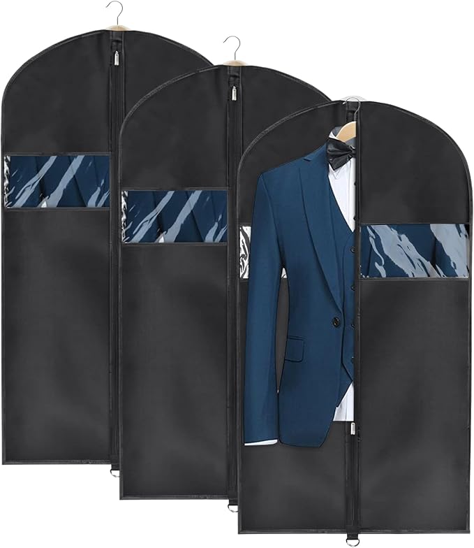 Univivi Garment Bag Suit Bag for Storage and Travel 43 inches, Lightweight Study Full Zipper Washable Suit Cover for Dresses, Suits, Coats, Set of 3 by Univivi