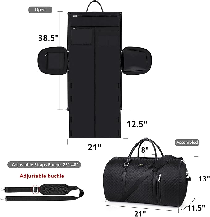 Convertible 2-in-1 Garment Bags for Travel, 50L Carry On Garment Duffle Bag With Shoe Compartment Large Weekender Bag for Women Men Hanging Suitcase Suit Travel Duffel Overnight Bags - Image 4