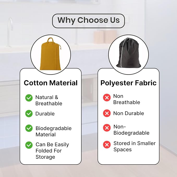 LFH Home Cotton Rich Canvas Large Laundry Bag with Handle, Heavy Duty Drawstring Closure Washable Laundry Bags, School Travel, Home, Hotel, College Dorm, Organizer Sack, Toys Clothes 28x36-Yellow - Image 8