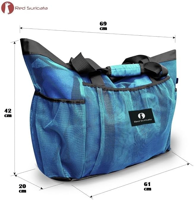 Red Suricata Mesh Beach Bag with Zipper - Extra Large Beach Tote Bag – Pool Bag | with Zipper - Image 4