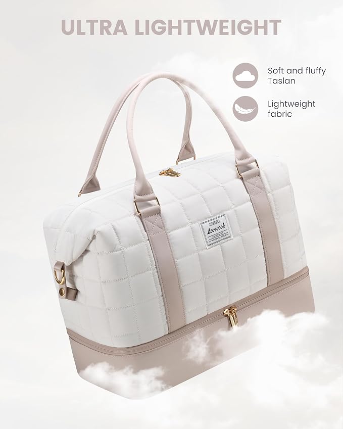 LOVEVOOK Travel Duffle Bag with Shoe Compartments - Carry on Overnight Bag & Weekender Bags for Women, Yoga Gym Bag with Wet Pocket, 2Pcs Set - Image 3