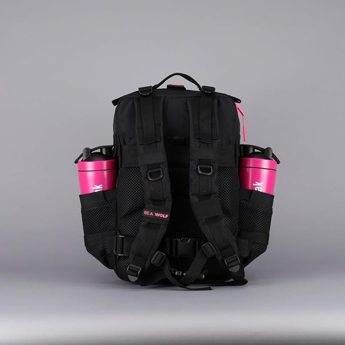 WOLFpak 35L Tactical Gym Backpack (Black Neon Pink) Durable 1000D Waterproof Oxford Material with MOLLE Webbing, Laptop Pocket & Dual Cup Holders, Durable Fitness/Travel/Military Daypack - Image 12