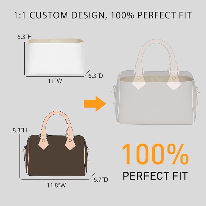 DupontPaper Purse Organizer Insert for LV Speedy 30 Handbags, White | Dupont Paper Speedy 30 Organizer Insert, Waterproof Lightweight Bag Insert with Bottle Holder, 12 Pockets, YKK Zipper - Image 7