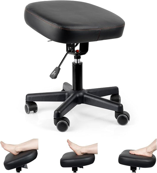Lilithye Footrest Stool Under Desk Adjustable Height and Tilt Angle Footrest Ottoman Ergonomic Foot Stool with Wheels 360° Rolling for Home Office (New Black) by Lilithye