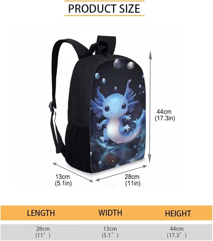 Blue Axolotl Backpack and Lunch Box Set Girl 6-8/4-6/8-10 Kids Bookbags for 1st Grade 4PCS Elementary School Back Pack with Lunch Bag Pencil Case Water Bottle Carrier 17in Student Schoolbag - Image 4