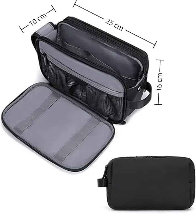 2Pack Men's Toiletry Bags Pu,Travel Toiletry Organizer, Waterproof Shaving Kit Pouch For Storing Daily Essentials like Oiletries and Cosmetics(Black) - Image 3