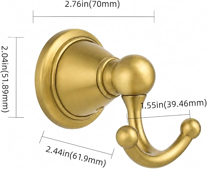 khtumeware 4 Pack Brushed Gold Robe Hooks Wall-Mounted Heavy-Duty Towel Hooks, Zinc Alloy Bathroom Coat Hooks and Suitable for Hanging Towels, Bathrobes, Clothes, Hats and Bags. - Image 2