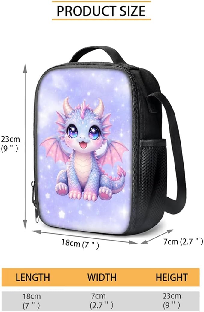 Forchrinse Cartoon Dragon Backpack for Girls 6-8 10-12 Cute Bookbag Set with Lunch Box Pencil Case Kids 17 Inch School Bag for Elementary Kindergarten Preschool - Image 4