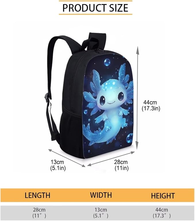 Blue Axolotl Backpack for School Girls 2nd Grade with Lunch Box Preppy Elementary Bookbag and Lunchbox Set 4PCS Cute Back Pack Lunch Bag Pencil Case Watter Bottle Holder Book Bags Kids 6-8 - Image 4