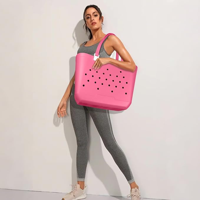 X-Large Rubber Beach Tote Bag, 18.9 "L x 9.4 "W x 13.8 "H Waterproof EVA Beach Totes with Zipper Pocket - Image 2