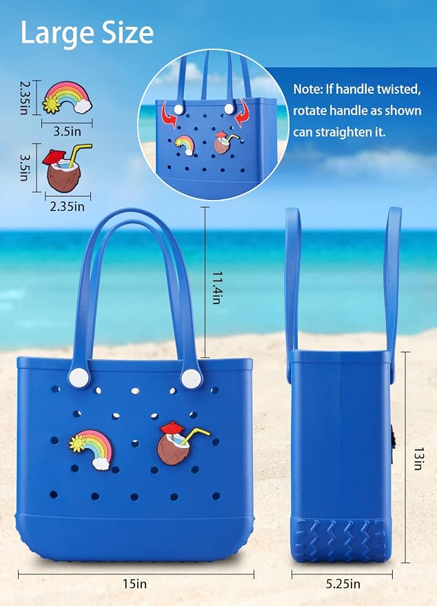 Baonat Beach Bag Rubber Tote Bag - Waterproof Travel Bag for Women Washable Tote Bag Handbag for Sports Beach Market Pool - Image 3