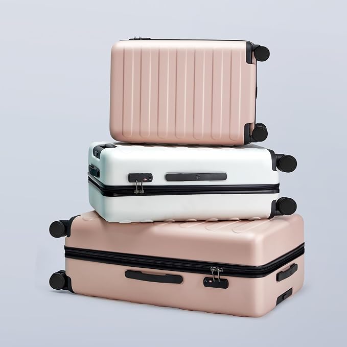 NINETYGO Medium Checked Luggage 24 Inch, Checking In Luggage with Smooth Spinner Wheels, Lightweight, Hard Shell PC Suitcase, Lightweight Travel Luggage, TSA Approved (Pink, Rhine Basic) - Image 3