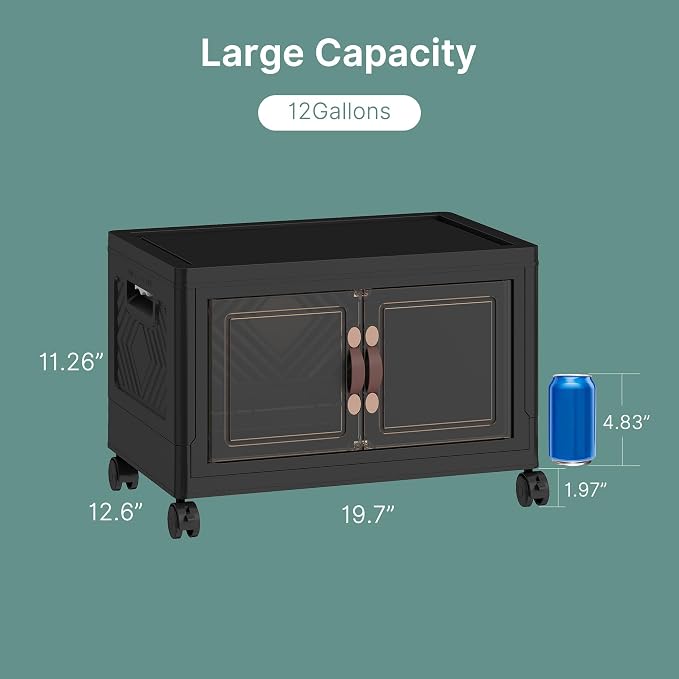 UAMFURI 144QT Lockable Plastic Storage Bins, 3 Pack Collapsible Cabinets | Stackable Organizer with Doors & Wheels, Foldable Containers for Bedroom, Dorm, Office & Garage Storage - Image 7