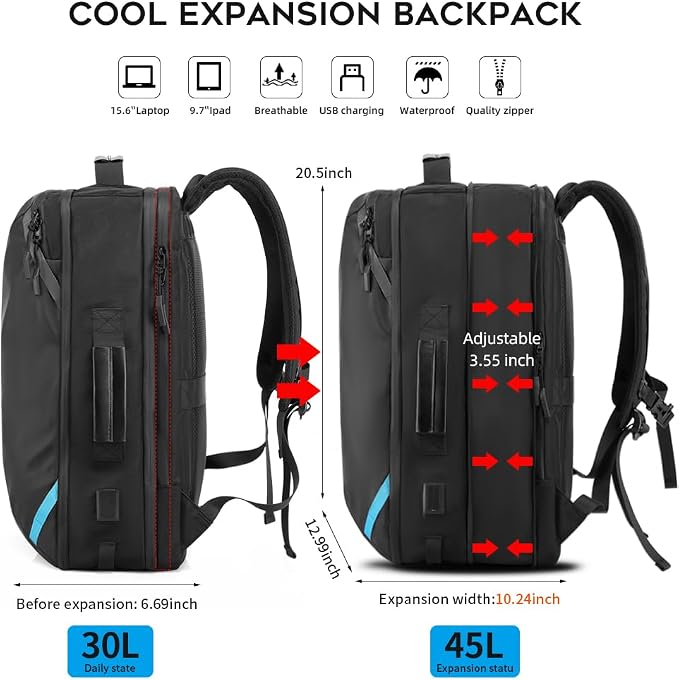 TANGCORLE Vacuum-Compressed Travel Backpack: Expandable, Airline-Approved Laptop Backpack—Unisex Business Backpack - Image 5