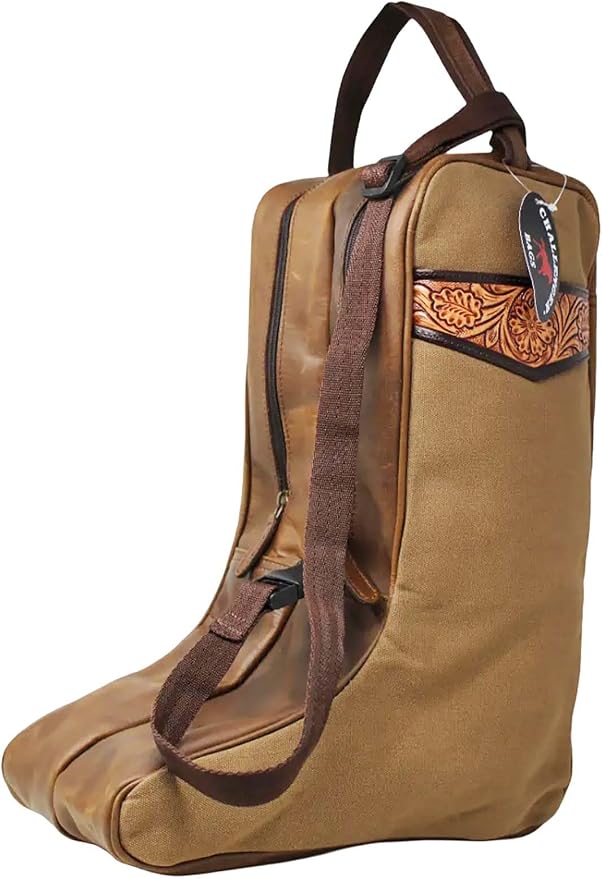 CHALLENGER Western Waxed Canvas Leather Travel Carry Storage Boot Bag Waterproof 30SK02 - Image 2