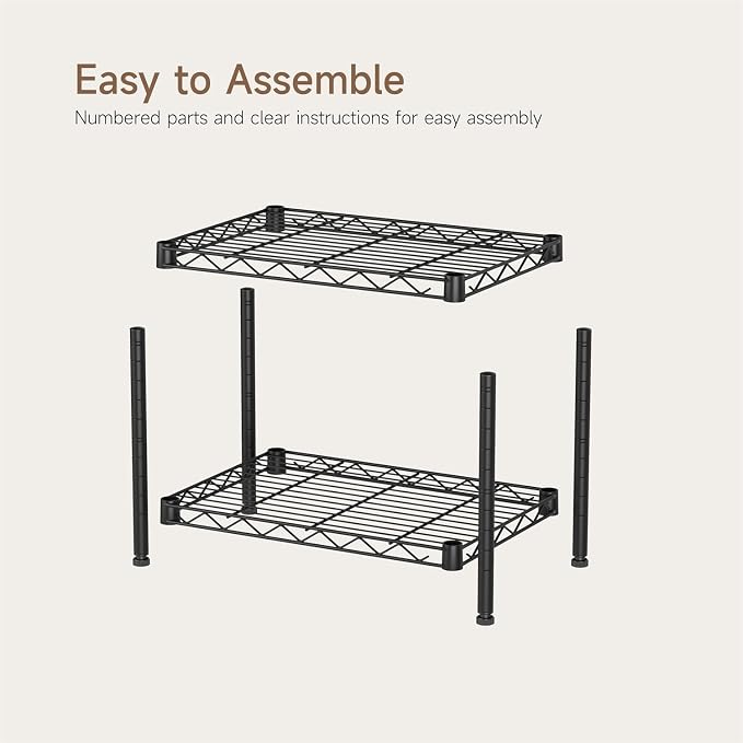 Golpart Small 2 Tier Shelves Storage Wire Shelving Unit Metal Shelf Adjustable Organizers Storage Shelving with Wheels for Bathroom Laundry Room Kitchen Pantry11.7”D x 17.7”W x 12.2”H Black - Image 8