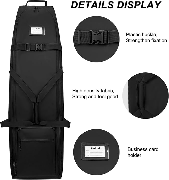 Goloni Golf Travel Bag with Wheels, Airline Golf Travel Case, Padded Rolling Golf Bag with Shoe Compartment - Image 3