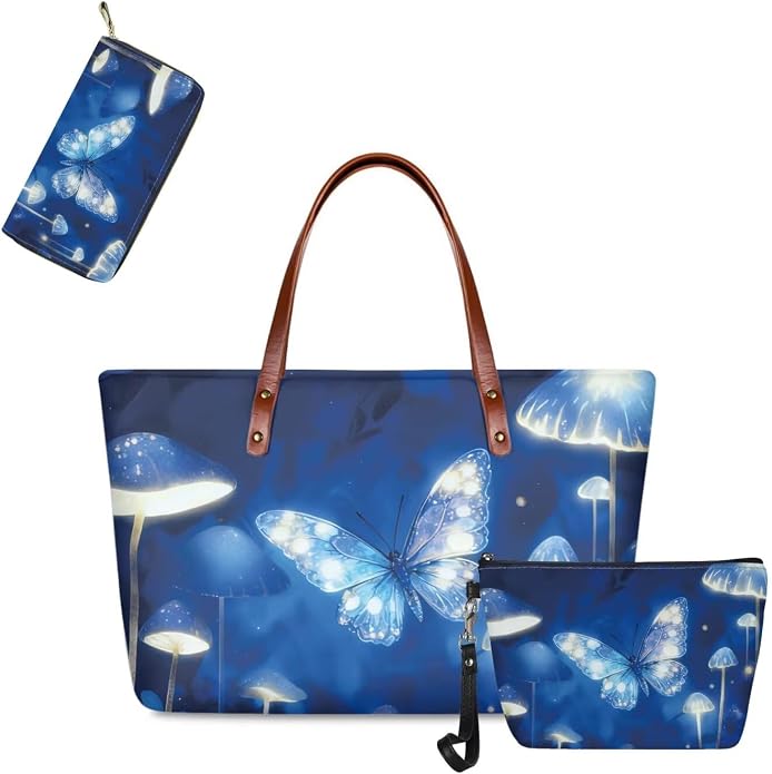 GIFTPUZZ Women Tote Bag Women Wallet Portable Cosmetic Bag for Women Bag Set 3 Pack PU Leather Bags with Zipper - Image 4
