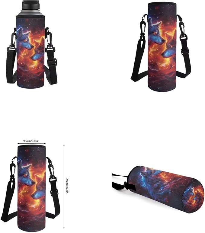 Galaxy Wolf Backpack for Girls Boys Backpack with Lunch Box Water Bottle Pouch and Zipper Pencil Pouch 4PCS Set Bookbag with Front Pocket for School 17 inch Large Capacity School Bag for Kids - Image 6