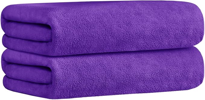 JML Microfiber Bath Towels, 2 Pack, 30" x 60", Large Microfiber Towel for Body, Oversized, Ultra Soft, Super Absorbent, Fast Drying, Perfect for Bathroom, Shower, Sauna, Yoga, Gym, Violet - Image 2