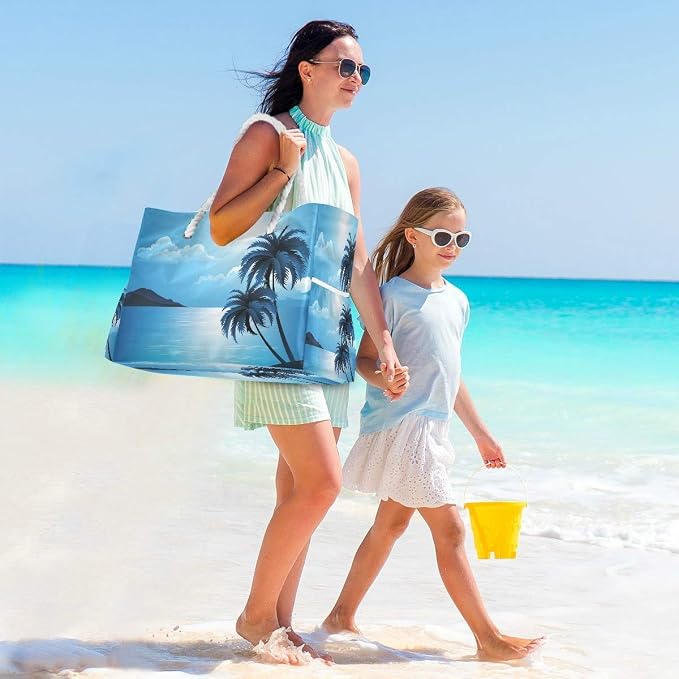senya Large Beach Shoulder Bags Canvas Tote Water Resistant for Gym Travel Daily - Image 2