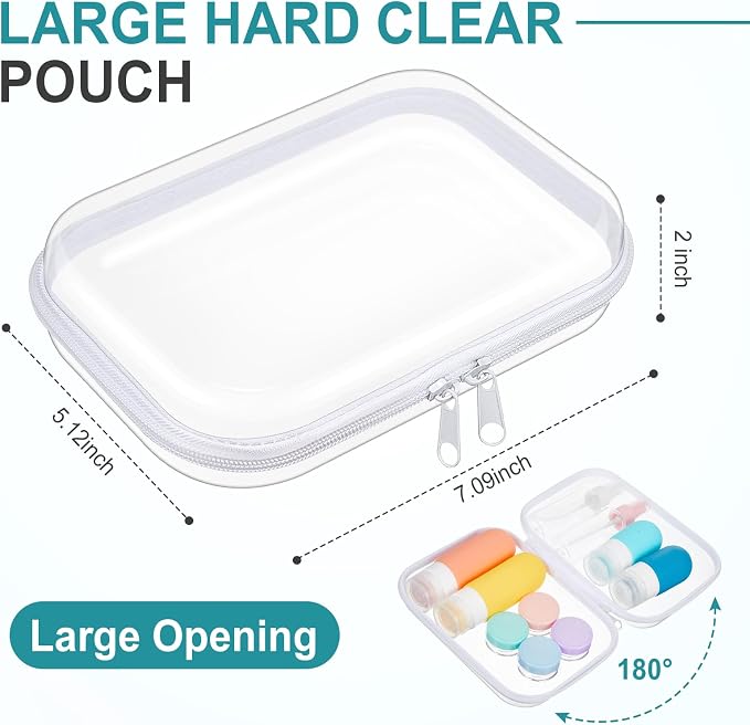 Sanwuta 6 Pcs Clear Hard Zipper Case Plastic Zipper Pouches Transparent Makeup Bag Pencil Case Pouches Toiletry Diaper Bag for Travel Toy Storage Organizer Bins(White,7.09 x 5.12 x 2 Inch) - Image 2