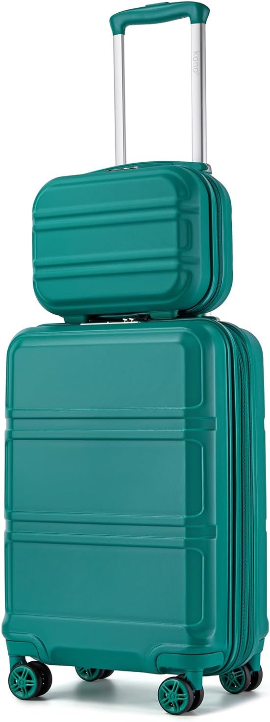 Kono Carry On Luggage Set Airline Approved with Spinner Wheels | Lightweight PC+ABS Carry On Suitcase with TSA Lock Durable Luggage Hardside Turquoise by Kono