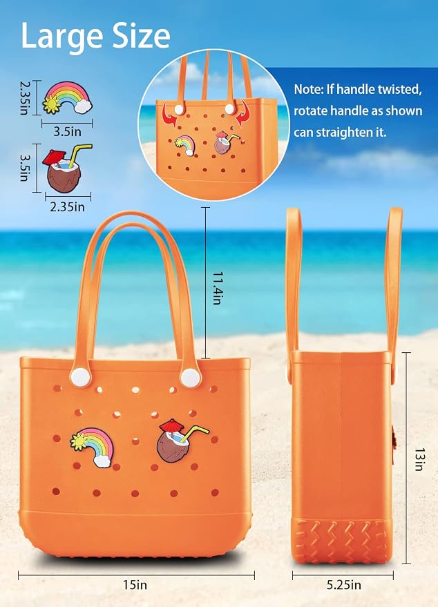 Baonat Beach Bag Rubber Tote Bag - Waterproof Travel Bag for Women Washable Tote Bag Handbag for Sports Beach Market Pool - Image 4