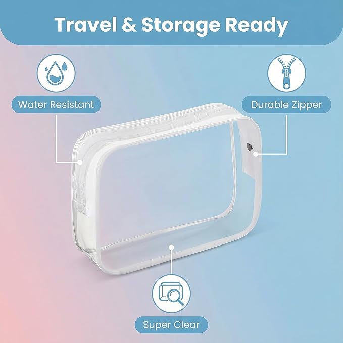 120 Pcs Clear Makeup Bags Bulk Easter Basket Gifts Tsa Approved Toiletry Bag for Travel Transparent Cosmetic Bag PVC Waterproof Travel Small Pouches with Zipper for Men and Women (Bright Color) - Image 9