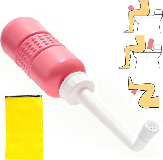 Portable Handheld Personal Hygiene Refresher Toilet Butt Cleaner Travel Bidet Spray Bottle for Home 450 ML(15oz)-Pink