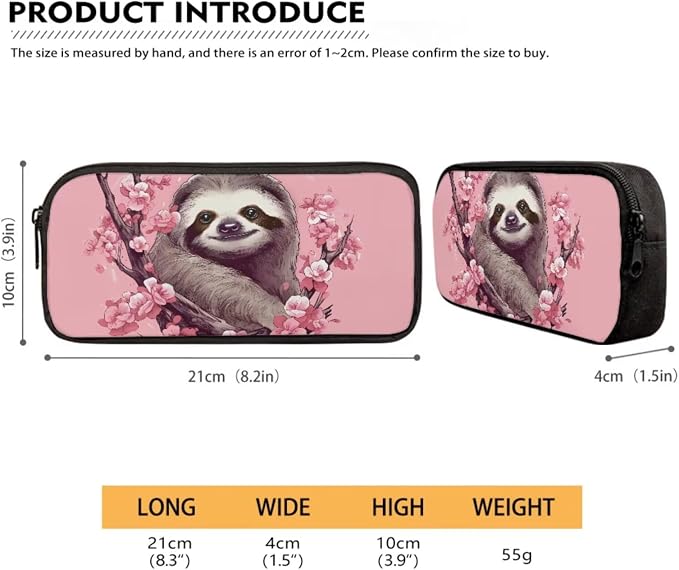 Cherry Blossom Sloth Print Student Backpack Set Lightweight Bookbag Lunch Kits Pencil Case 17 Inch Travel Laptop Computer Backpacks FashionDaypack Rucksack for Hiking - Image 5
