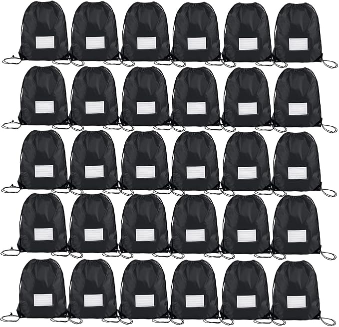 30 Pack Drawstring Bags,Bulk Draw String Backpack, DIY Gym Sports Cinch Bag Sackpack for Women Men, Black by CODOBON