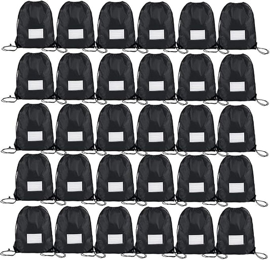 30 Pack Drawstring Bags,Bulk Draw String Backpack, DIY Gym Sports Cinch Bag Sackpack for Women Men, Black by CODOBON