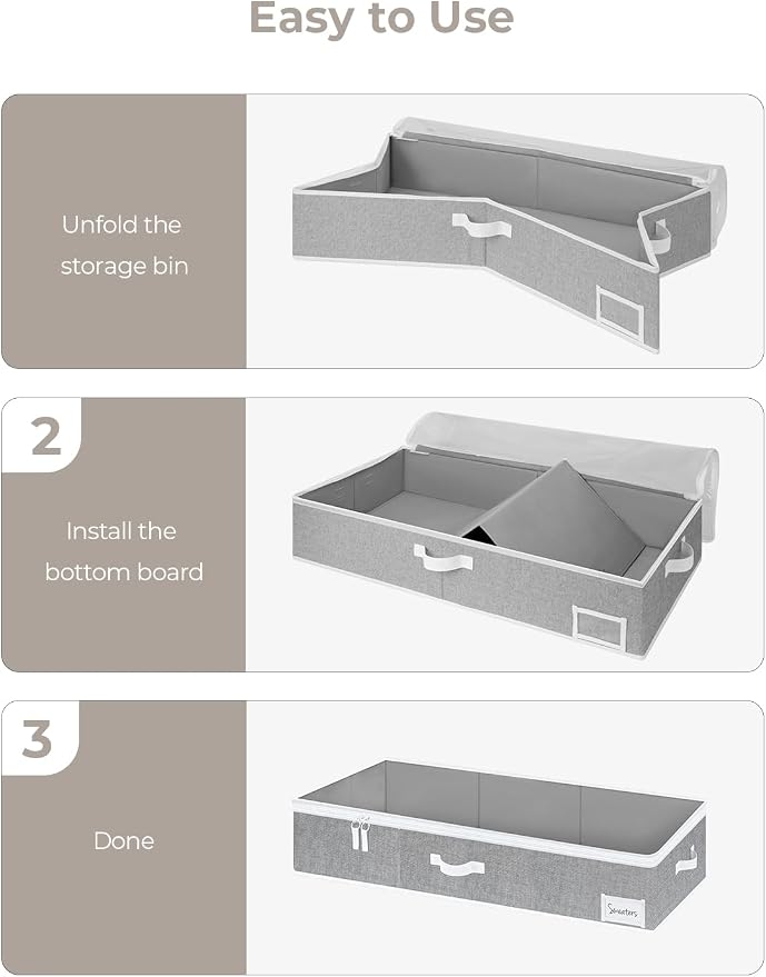 StorageWorks Under Bed Storage Containers with Handles and Label Holder, 2 Pack Ultra-thick Fabric Underbed Bins, Closet Organizer for Clothes, Blankets, Sweater - Image 8