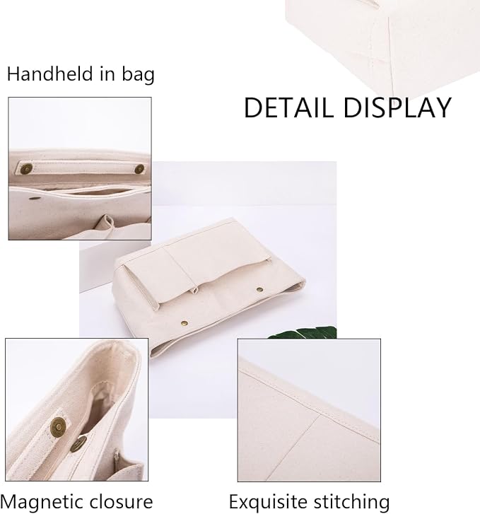 Lightweight Handbag Organizers Insert with Multiple Pockets Handbag Organizer for Storage and Organization Cosmetic Bag Cotton Canvas (M, Black) - Image 3