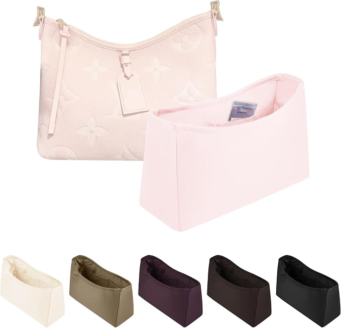 Purse Organizer for LV CarryAll MM, Pink | Tailored Fit, Multiple Pockets, Lightweight Satin, Purse Essentials, Ideal for Travel, Shopping, and Daily Use by KINGSINBAG
